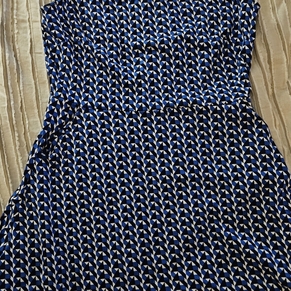 New York & Company Blue Geometric Print Sleeveless Dress Women’s Size Large Fit